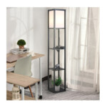 Ξύλινο Φωτιστικό Δαπέδου με 3 Ράφια και 2 Θύρες USB E27 40 W HOMCOM 833-623V02 - Image 4