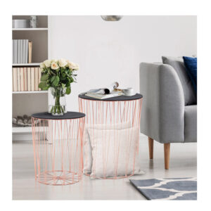 Σετ Βοηθητικά Μεταλλικά Τραπέζια 40.7 x 49.5 cm Χρώματος Ροζ - Χρυσό HOMCOM 833-718V01BK - Image 5