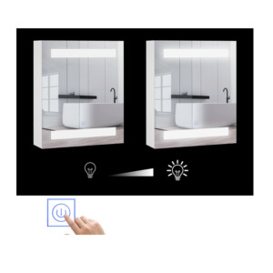 Καθρέπτης Μπάνιου με Ντουλάπι και LED Φωτισμό 60 x 50 x 15 cm HOMCOM 834-037WT - Image 2