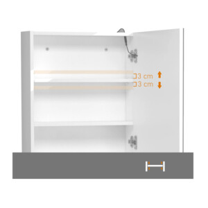 Καθρέπτης Μπάνιου με Ντουλάπι και LED Φωτισμό 60 x 50 x 15 cm HOMCOM 834-037WT - Image 3