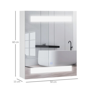 Καθρέπτης Μπάνιου με Ντουλάπι και LED Φωτισμό 60 x 50 x 15 cm HOMCOM 834-037WT - Image 5