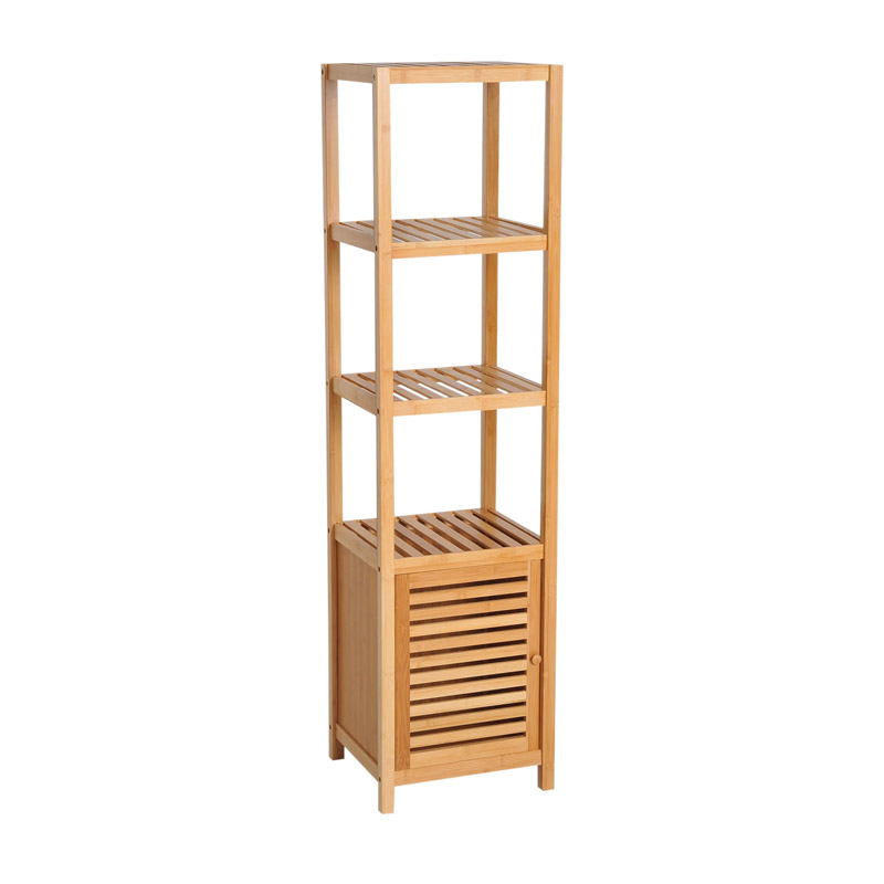 Ραφιέρα Μπάνιου από Μπαμπού με 4 Ράφια και 1 Ντουλάπι 33 x 36 x 140 cm HOMCOM 834-150 Ραφιέρα Μπάνιου από Μπαμπού με 4 Ράφια και 1 Ντουλάπι 33 x 36 x 140 cm HOMCOM 834-150