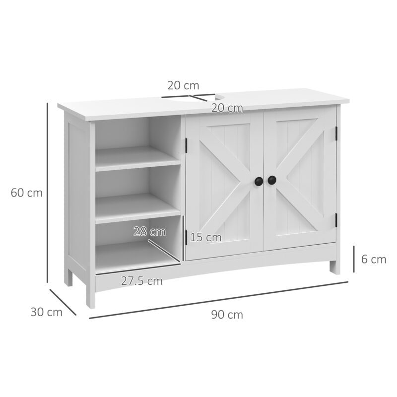 Ξύλινο Ντουλάπι Νιπτήρα 90 x 30 x 60 cm Kleankin 834-651V00WT - Image 2