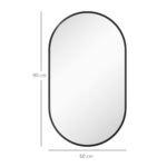 HOMCOM Οβάλ Καθρέφτης Μπάνιου 60x90cm με Μαύρο Αλουμινένιο Πλαίσιο 834-687V82BK - Image 3
