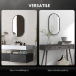 HOMCOM Οβάλ Καθρέφτης Μπάνιου 60x90cm με Μαύρο Αλουμινένιο Πλαίσιο 834-687V82BK - Image 4