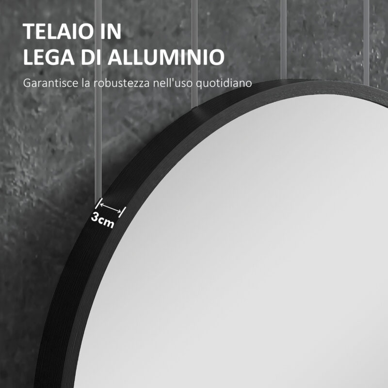 HOMCOM Οβάλ Καθρέφτης Μπάνιου 60x90cm με Μαύρο Αλουμινένιο Πλαίσιο 834-687V82BK - Image 5