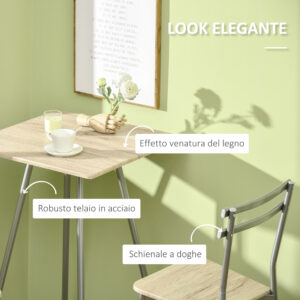 Σετ Μεταλλικό Τετράγωνο Τραπέζι - Bar 60 x 60 x 109.5 cm με 2 Σκαμπό HOMCOM 835-632SR - Image 4