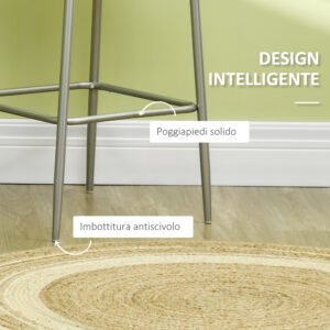 Σετ Μεταλλικό Τετράγωνο Τραπέζι - Bar 60 x 60 x 109.5 cm με 2 Σκαμπό HOMCOM 835-632SR - Image 5