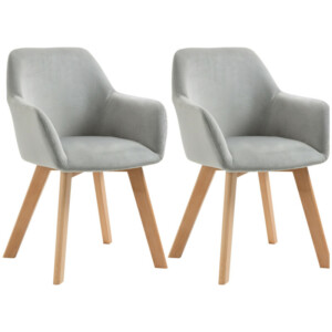 HOMCOM Σετ 2 καρέκλες τραπεζαρίας με επένδυση από βελούδο με μπράτσα και ξύλινα πόδια