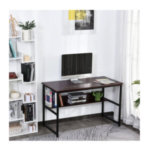 Μεταλλικό Γραφείο με 1 Ράφι Χρώματος Καφέ 120 x 60 x 75 cm HOMCOM 836-209BN - Image 2