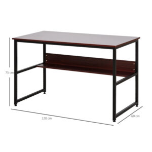 Μεταλλικό Γραφείο με 1 Ράφι Χρώματος Καφέ 120 x 60 x 75 cm HOMCOM 836-209BN - Image 3