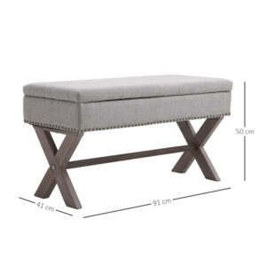 Σκαμπό με Αποθηκευτικό Χώρο 50 x 91 x 41 cm Χρώματος Γκρι HOMCOM 837-063V70GY - Image 2