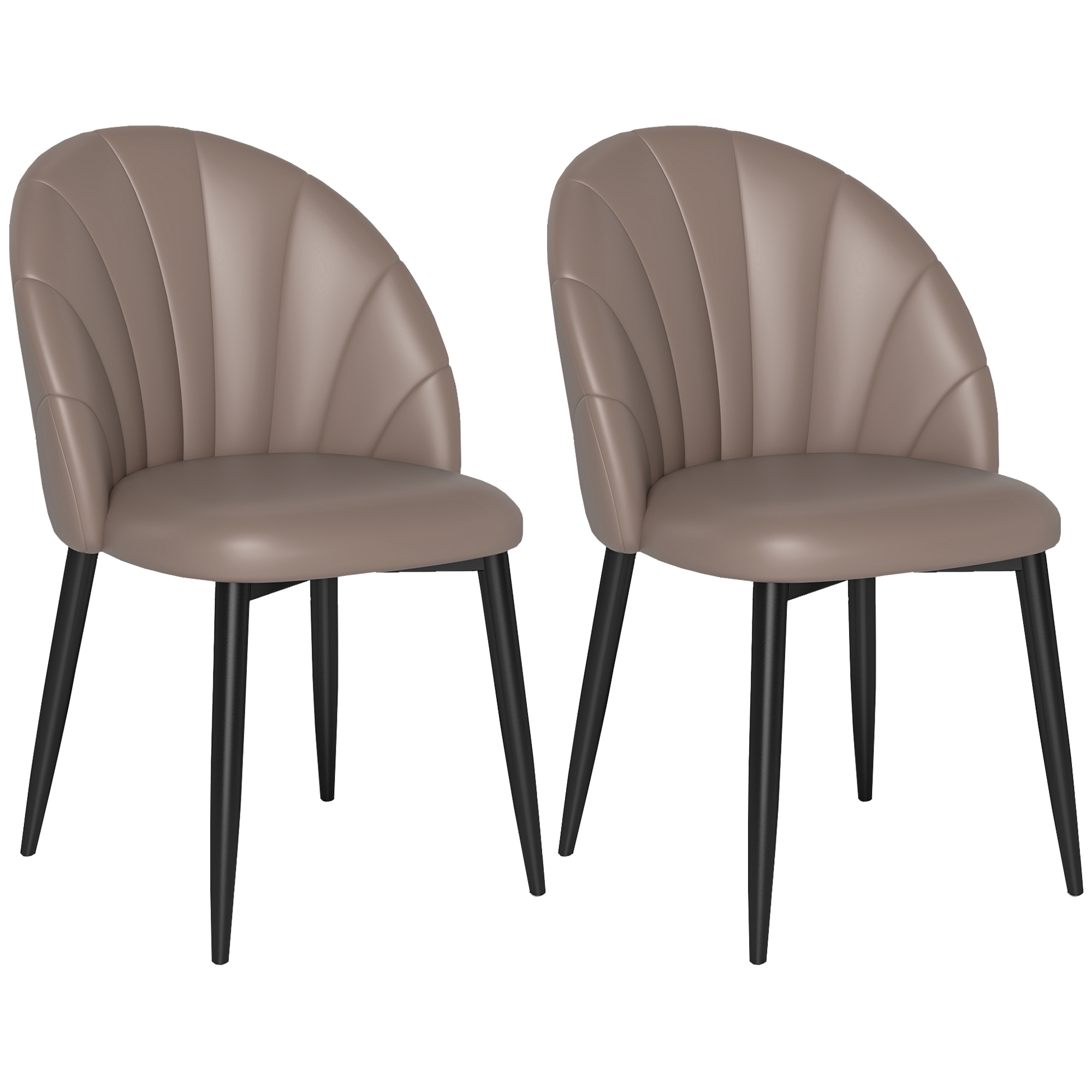 Σετ 2 Καρέκλες Τραπεζαρίας από PU Δέρμα με Μεταλλικά Πόδια και Πλάτη σε Σχήμα Κοχυλιού 52 x 54 x 79 cm Καφέ 83A-212V01BN HOMCOM Σετ 2 Καρέκλες Τραπεζαρίας από PU Δέρμα με Μεταλλικά Πόδια και Πλάτη σε Σχήμα Κοχυλιού 52 x 54 x 79 cm Καφέ 83A-212V01BN HOMCOM