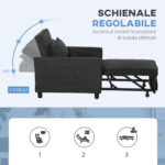 HOMCOM  Πολυθρόνα Κρεβάτι Ανακλινόμενη με Πλαϊνές Τσέπες, από Ύφασμα με Αίσθηση Βελούδου, 74x84x81 εκ., Σκούρο Γκρι  83B-233V00CG - Image 5