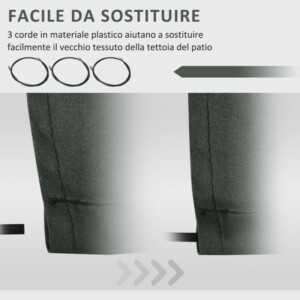 Outsunny Ανταλλακτικό Κάλυμμα Πολυεστέρας για Τέντα με Αναδιπλούμενους Βραχίονες Anti-UV 4x2.5 μ., Γκρι 840-234V02GY - Image 5