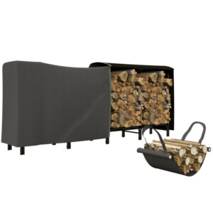 Outsunny  Μεταλλική αποθήκη ξύλων για εσωτερικό και εξωτερικό χώρο με κάλυμμα και προστατευτικό