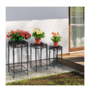 Σετ Μεταλλικές Ανθοστήλες 30 x 30 x 70 cm 3 τμχ Outsunny 845-035 - Image 3