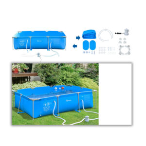 Ορθογώνια Πισίνα με Φίλτρο και Βαλβίδα από Ατσάλι και PVC 252 x 152 x 65 cm Χρώματος Μπλε Outsunny 848-016V90 - Image 4