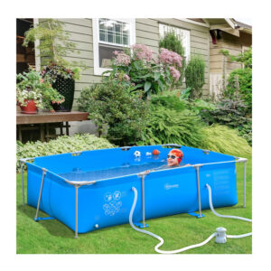 Ορθογώνια Πισίνα με Φίλτρο και Βαλβίδα από Ατσάλι και PVC 252 x 152 x 65 cm Χρώματος Μπλε Outsunny 848-016V90 - Image 5