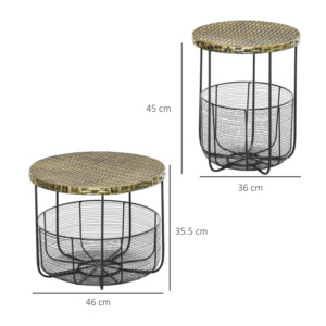 Σετ Βοηθητικά Μεταλλικά Τραπέζια 46 x 35.5 cm 2 τμχ Outsunny 84B-490 - Image 4