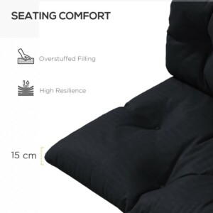 Σετ 2 μαξιλαριών κήπου για καναπέδες και παλέτες από πολυεστέρα με παχιά επένδυση, μαύρο 84G-353V00BK - Image 4
