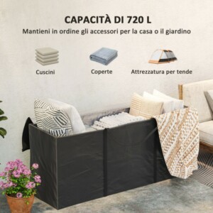 Outsunny Τσάντα Αποθήκευσης 720L, 175x55x75 εκ., Μαύρο 84G-844V00BK - Image 5