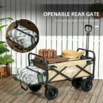 Τρόλεϊ κήπου Outsunny 110L με τηλεσκοπική λαβή και ανοιγόμενο πάτο από χάλυβα και ύφασμα Oxford, Χακί 84H-128V00KK - Image 5