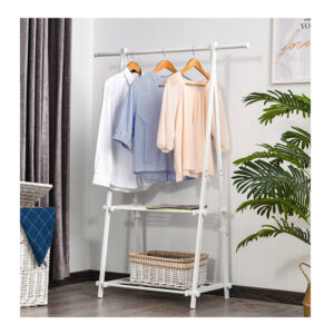 Μεταλλική Κρεμάστρα Ρούχων Δαπέδου με 2 Ράφια 107.5 x 45 x 150 cm HOMCOM 850-112 - Image 4
