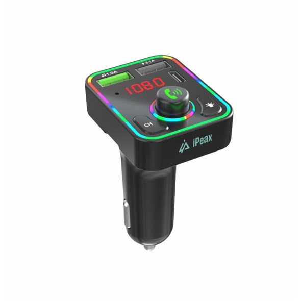 iPEAX FM Transmitter Bluetooth 5.3 Handsfree Αυτοκινήτου & Φορτιστής 15.5W με Οθόνη LED & RGB LED Φωτισμό & 2 USB 8595217492189