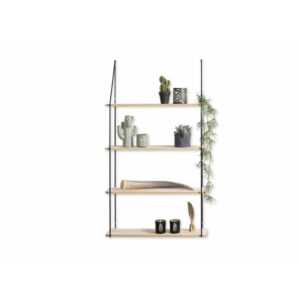 Επιτοίχια Μεταλλική Ορθογώνια Ραφιέρα με 4 Ξύλινα Ράφια 65 x 17 x 114.5 cm Alicante Lifa-Living 8719743323230 - Image 2