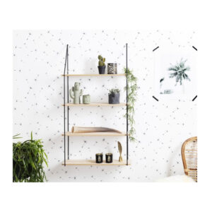 Επιτοίχια Μεταλλική Ορθογώνια Ραφιέρα με 4 Ξύλινα Ράφια 65 x 17 x 114.5 cm Alicante Lifa-Living 8719743323230 - Image 3