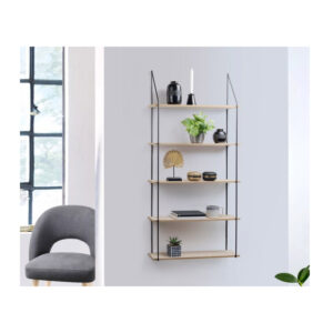 Επιτοίχια Μεταλλική Ορθογώνια Ραφιέρα με 5 Ξύλινα Ράφια 65 x 17 x 138.5 cm Alicante Lifa-Living 8719743323247 - Image 3