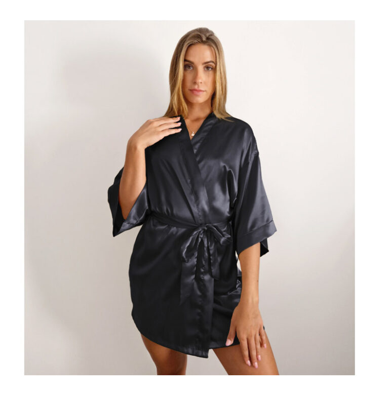 Γυναικείο Σατέν Κιμονό Χρώματος Μαύρο Dreamhouse 8720578055142 - Image 2
