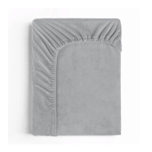 King Size Βελούδινο Σεντόνι με Λάστιχο 180 x 200 cm Χρώματος Γκρι Sleeptime 8720578055319 - Image 2