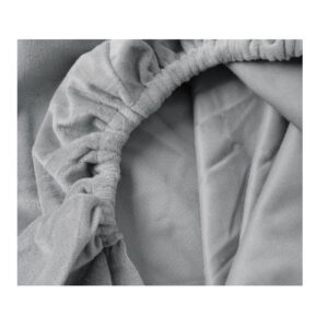 King Size Βελούδινο Σεντόνι με Λάστιχο 180 x 200 cm Χρώματος Γκρι Sleeptime 8720578055319 - Image 3