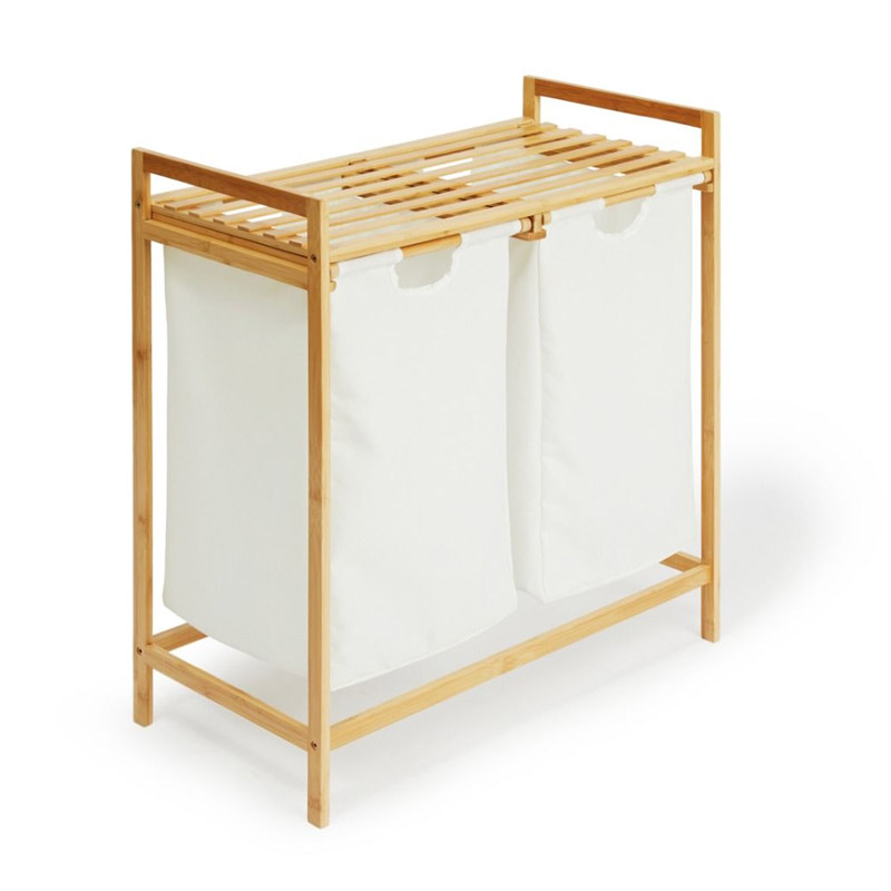 Καλάθι Απλύτων από Μπαμπού με 2 Χώρους και 1 Ράφι Lifa-Bathing 8720604882919