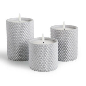 Σετ LED κεριών 3 τεμαχίων  με Τσιμεντένια Βάση Ανοιχτό Γκρι 8720604887976 Lifa-Living