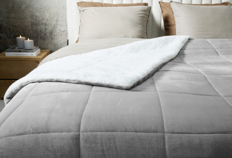 Πολυτελής Κουβέρτα Διπλής Όψης Sherpa 140 x 200 cm Ανοιχτό Γκρι 8720604888263 SleepMed - Image 3