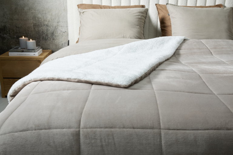 Πολυτελής Κουβέρτα Διπλής Όψης Sherpa  240 x 200 cm Taupe 8720604888324 SleepMed - Image 5