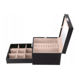 Κοσμηματοθήκη - Μπιζουτιέρα με 2 Επίπεδα Χρώματος Μαύρο SPM 8898 - Image 2