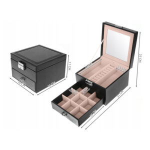 Κοσμηματοθήκη - Μπιζουτιέρα με 2 Επίπεδα Χρώματος Μαύρο SPM 8898 - Image 5