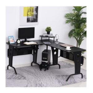 Μεταλλικό Γωνιακό Γραφείο με Θέση για Υπολογιστή 140 x 170 x 86.5 cm HOMCOM 920-058V01BK - Image 5