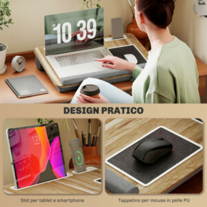 HOMCOM  Υποστήριξη για Laptop 15.6" με Επιφάνεια για Ποντίκι και Στήριγμα Καρπών, Θέση για Tablet και Smartphone, Δρυς  923-056V00AK - Image 4