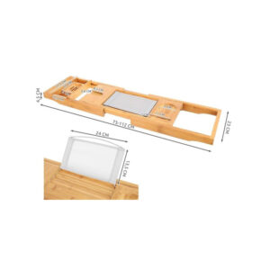 Πολυλειτουργικό Ράφι Μπανιέρας από Μπαμπού 75-112 x 23 x 4.5 cm SPM 9710 - Image 5