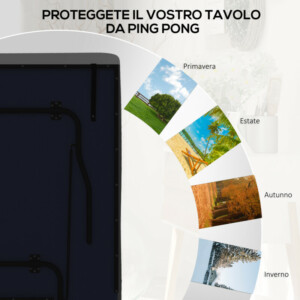 SPORTNOW Κάλυμμα τραπεζιού πινγκ πονγκ 257x153x5 cm από μαύρο πολυαιθυλένιο με αγκράφες και φερμουάρ A70-077V00BK - Image 3