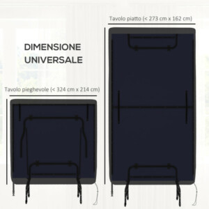 SPORTNOW Κάλυμμα τραπεζιού πινγκ πονγκ 257x153x5 cm από μαύρο πολυαιθυλένιο με αγκράφες και φερμουάρ A70-077V00BK - Image 4