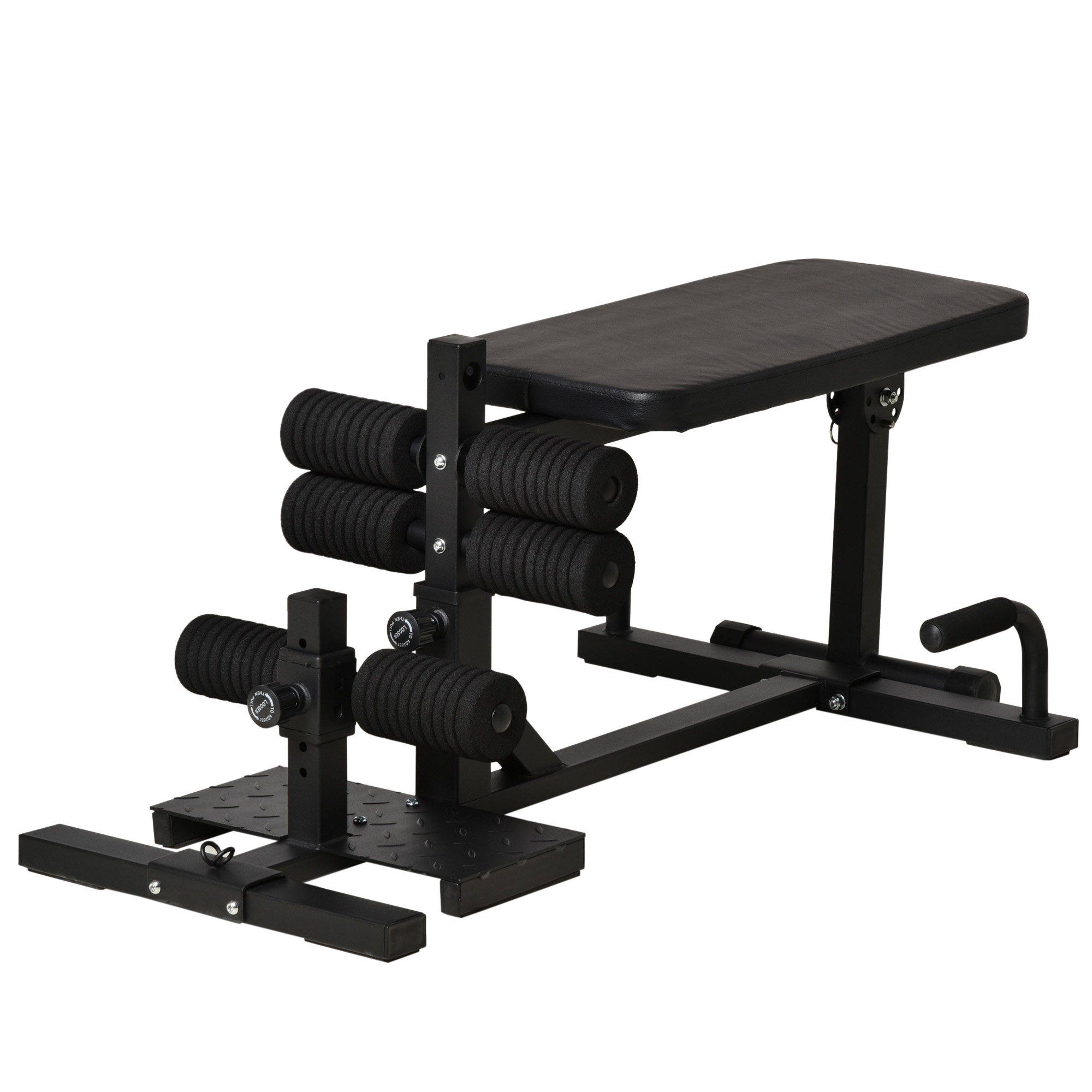 HOMCOM 3 σε 1 Squat Machine με ρυθμιζόμενο ύψος και ανακλινόμενο ατσάλινο πάγκο