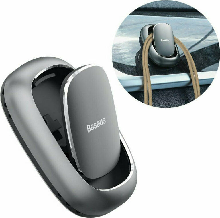 Σετ Γάντζοι Αυτοκινήτου  με Αυτοκόλλητη Ταινία χρώματος Σκούρου Γκρι 2τμχ  Baseus ACGGJK-0G - Image 2