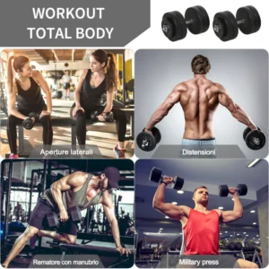 HOMCOM Set Dumbbells Gym 50kg Ρυθμιζόμενο κιτ Βαρών Bodybuilding με 12 Λαστιχένια Δίσκους Μαύρο B1-0127 - Image 4
