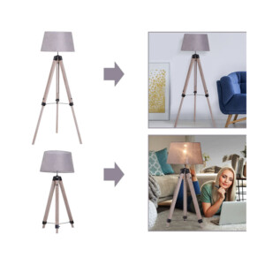 Ξύλινο Τρίποδο Φωτιστικό Δαπέδου με Ρυθμιζόμενο Ύψος 40 W HOMCOM B31-118V01 - Image 2